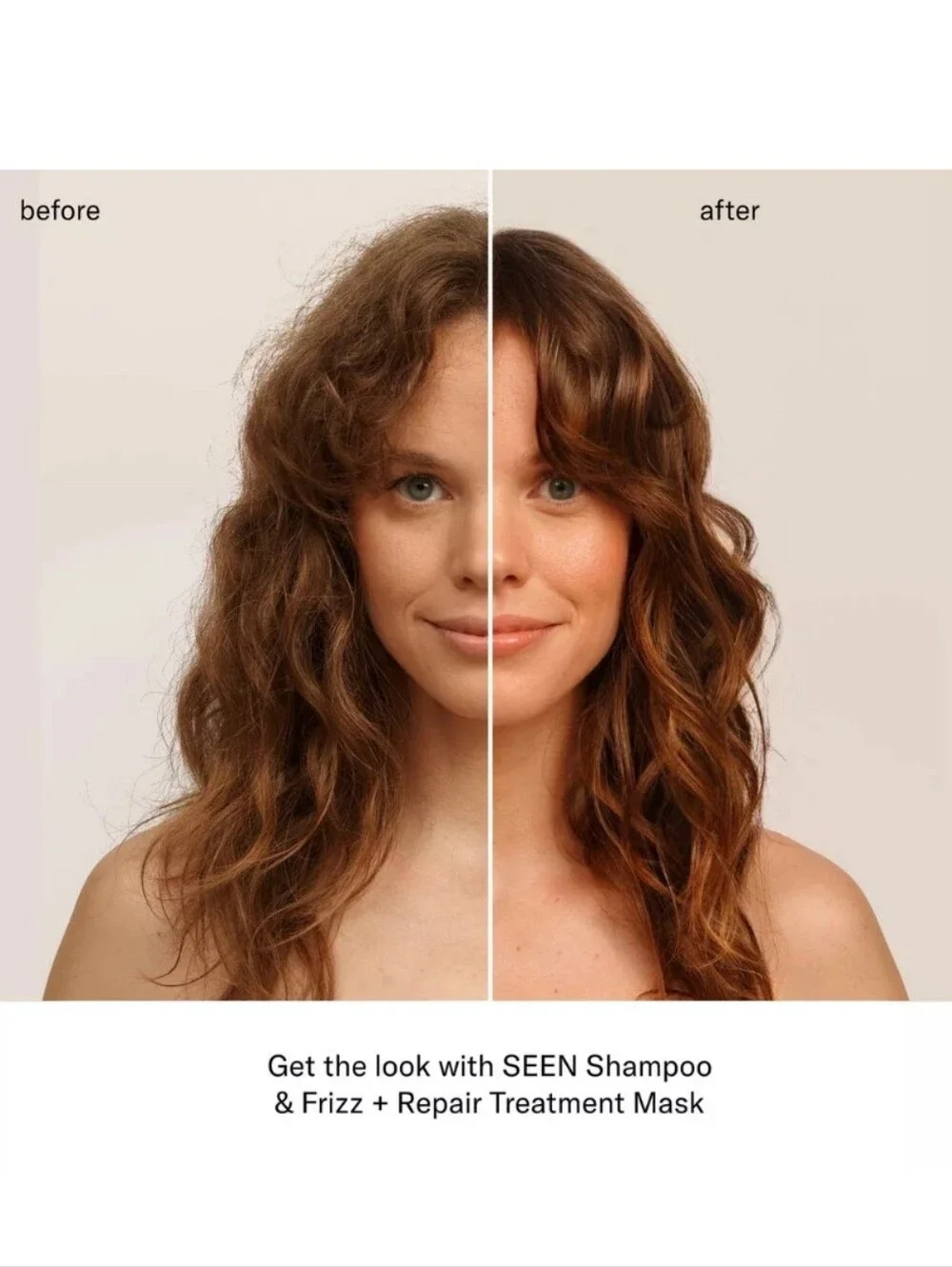 SEEN FRIZZ + REPAIR TREATMENT MASK FOR ALL HAIR TYPES, FRAGRANCE FREE.